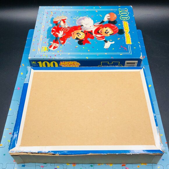 Vintage 90s Mickey Minnie Mouse Football Cheerleader Puzzle: 100 pc Complete - Picture 10 of 10